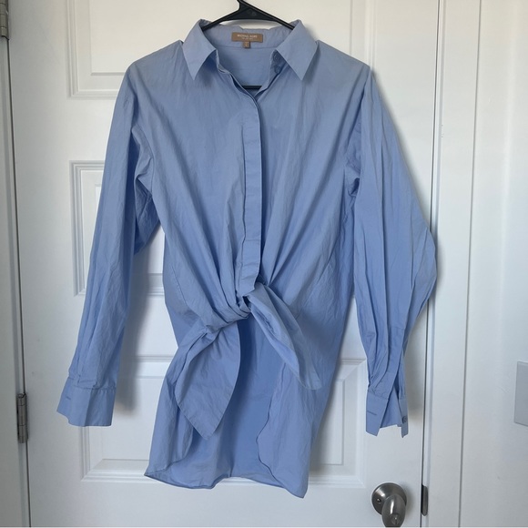 MICHAEL KORS COLLECTION Blue Tie-Front Shirt Size 4 - Picture 1 of 9